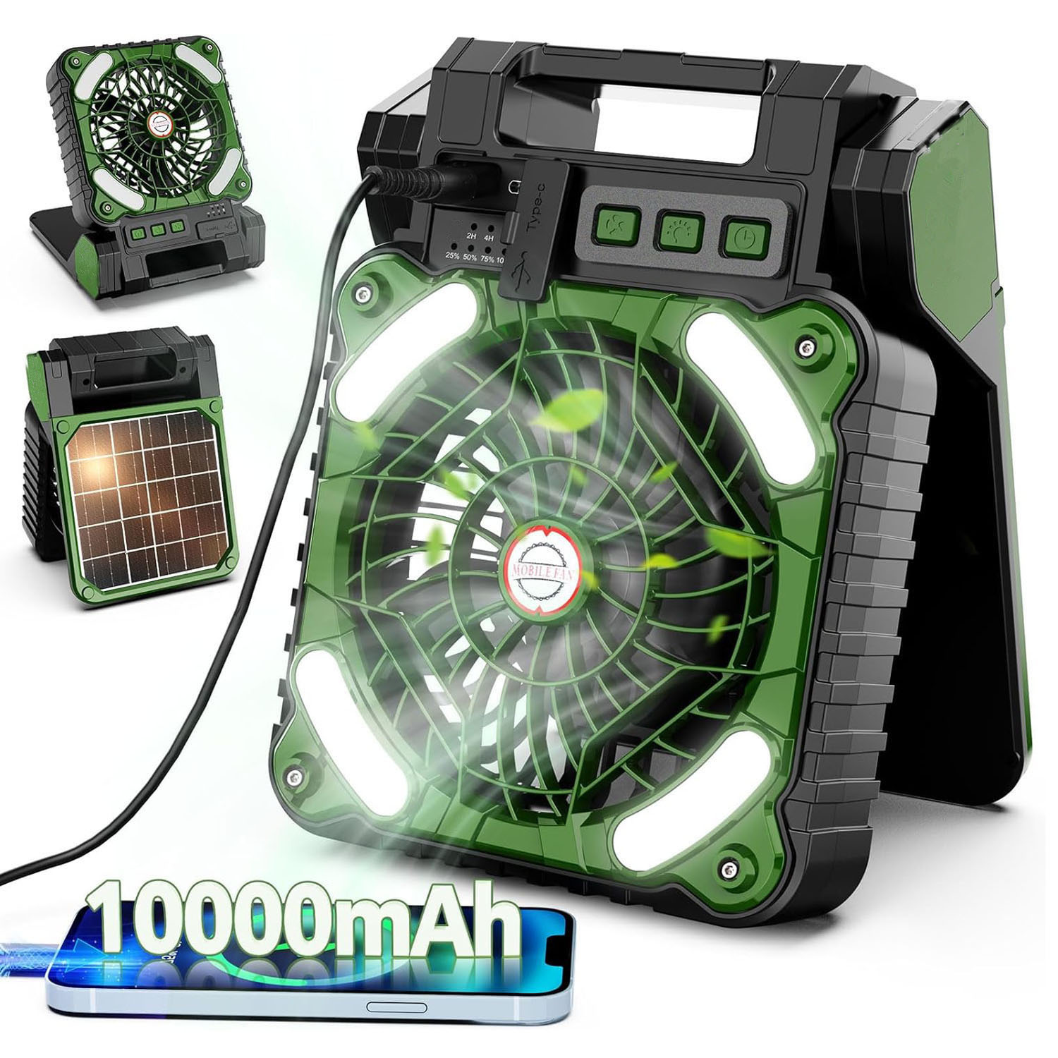 10000mAh Solar Powered Portabl - Renewable Energy Fan recension och pris