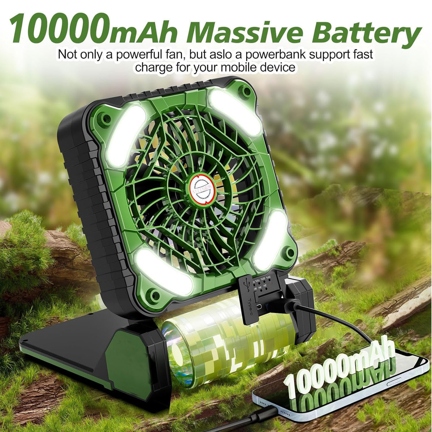 10000mAh Solar Powered Portabl - Renewable Energy Fan recension och pris
