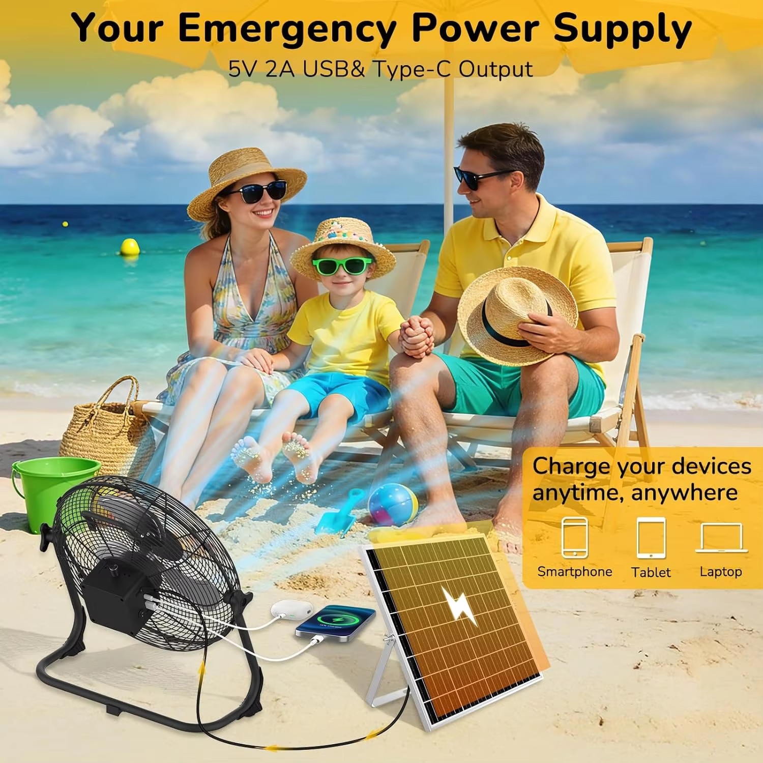 12inch Portable Solar Floor Fa - Renewable Energy Fan recension och pris